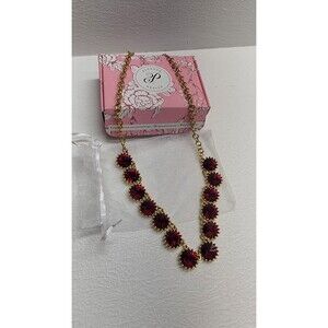 Plunder Necklace (new) DOTTIE-RUBY RED CRYSTALS ON GOLD CHAIN 20.5-23.5